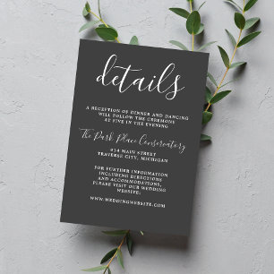 True Simplicity Charcoal Chic Minimalist Wedding Enclosure Card
