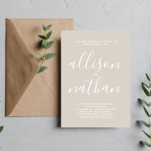 True Simplicity Oyster Minimalist Wedding Invitation