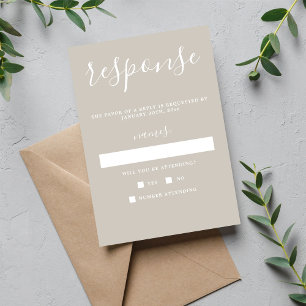 True Simplicity Oyster Minimalist Wedding RSVP Card