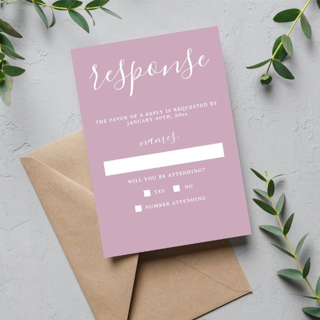 True Simplicity Pale Purple Minimalist Wedding RSVP Card (Creator Uploaded)