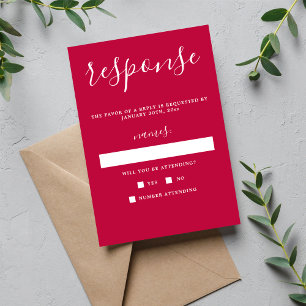 True Simplicity Raspberry Minimalist Wedding RSVP