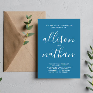 True Simplicity Winter Blue Minimalist Wedding Invitation