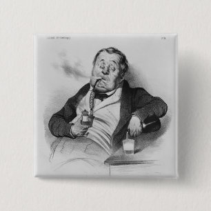 true smoker, from series 'Galerie physionomique' 15 Cm Square Badge