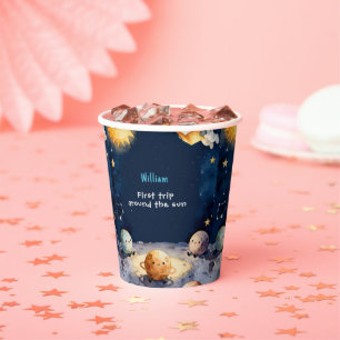 True Space First Trip Around The Sun 1st Birthday Paper Cups