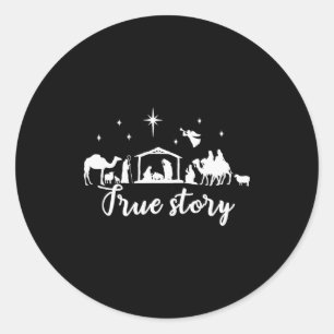 True Story Christmas Gift Religious Nativity Scene Classic Round Sticker