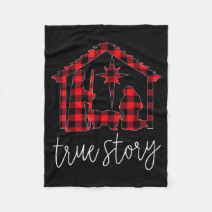 True Story Christmas Manger Nativity Scene Buffalo Fleece Blanket