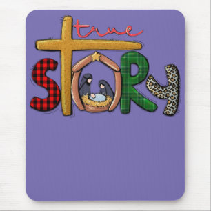 True Story Christmas Manger Nativity Scene Buffalo Mouse Pad