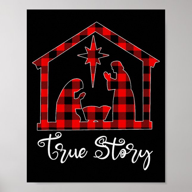 True Story Christmas Manger Nativity Scene Buffalo Poster (Front)