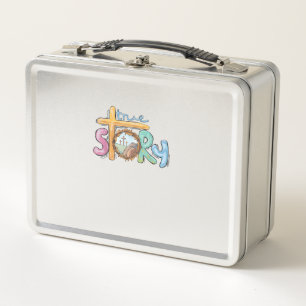 True Story Cross Jesus Easter Day Christians He is Metal Lunch Box