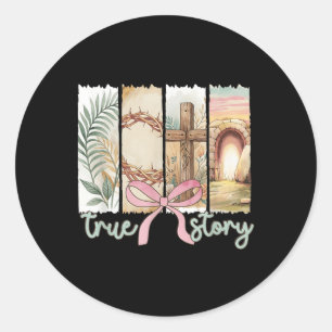 True Story He Is Risen Retro Christian Easter Coqu Classic Round Sticker