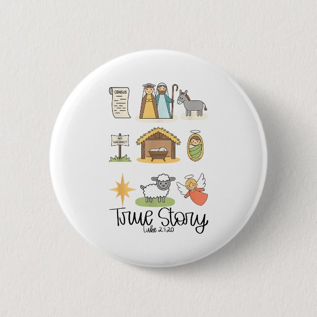 True Story Jesus Nativity Christian Christmas  6 Cm Round Badge (Front)