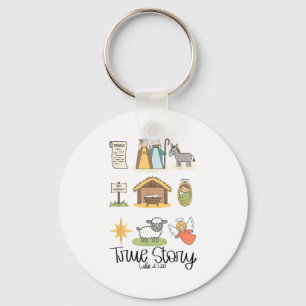 True Story Jesus Nativity Christian Christmas  Key Ring