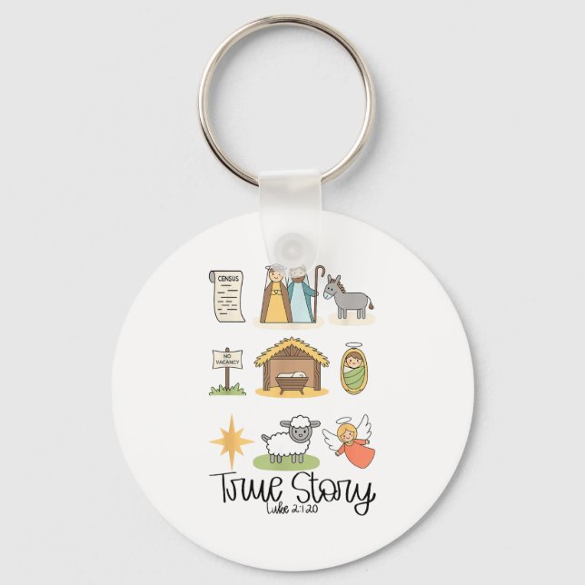True Story Jesus Nativity Christian Christmas  Key Ring (Front)