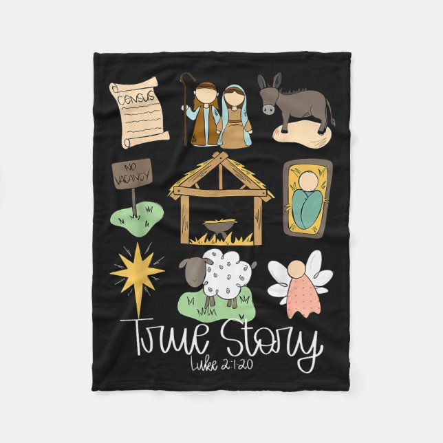 True Story Nativity Christmas Baby God Jesus Chris Fleece Blanket (Front)