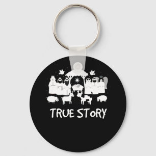 True Story Nativity Christmas Baby Jesus Manger Key Ring