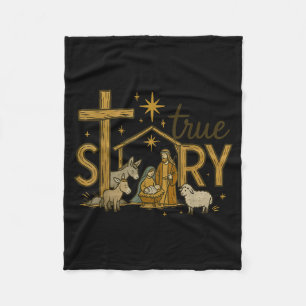 True Story Nativity Christmas Baby Jesus Religious Fleece Blanket