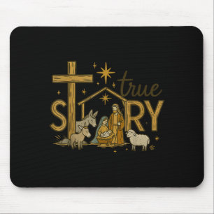 True Story Nativity Christmas Baby Jesus Religious Mouse Pad