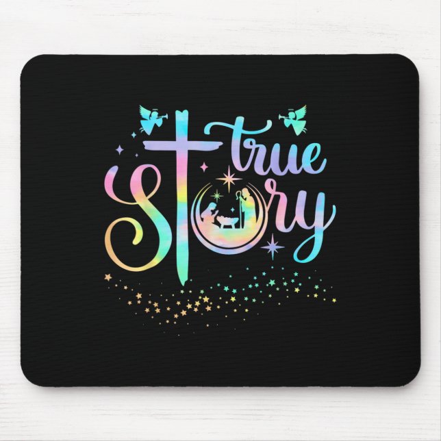 True Story Nativity Christmas Baby Jesus Religious Mouse Pad (Front)
