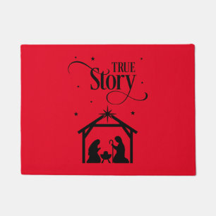 True Story Nativity Christmas Doormat