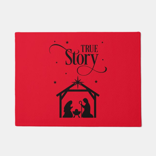 True Story Nativity Christmas Doormat (Front)