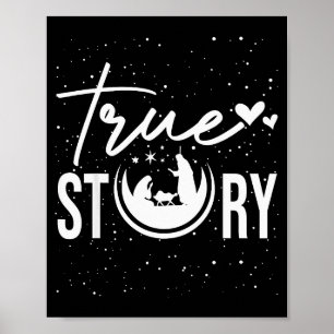 True Story Nativity Scene Christian Christmas Xmas Poster