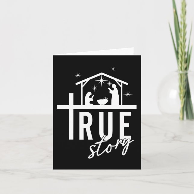 True Story Of Jesus Birth Christmas Nativity Scene Card (Front)