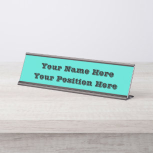 True Turquoise Blue Green Southwestern Solid Colou Desk Name Plate