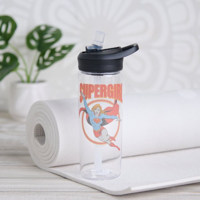 True Vintage Supergirl Flying Graphic Water Bottle (Yoga)