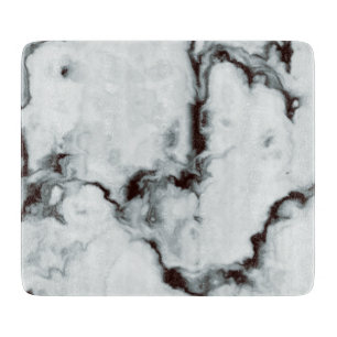 True White Marble texture black diy customise Cutting Board