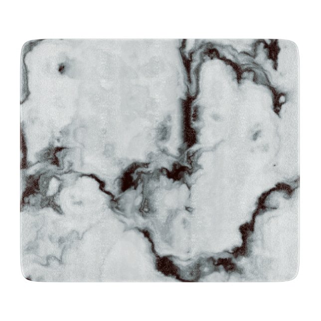 True White Marble texture black diy customise Cutting Board (Front)
