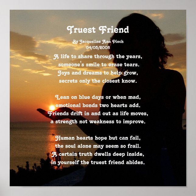 Truest Friend Poetry Poster (Front)