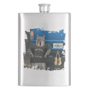 Truk Nutz - funny squirrel truck nuts Hip Flask