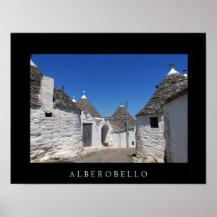 Trulli houses in Alberobello, Puglia black poster