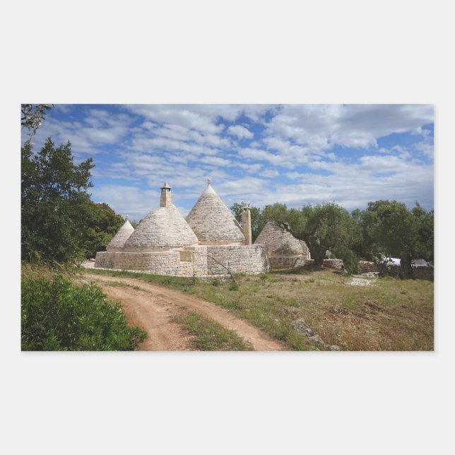 Trulli houses in Puglia/Apulia Rectangular Sticker (Front)