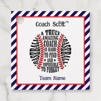Truly Amazing Baseball Coach Thank You Gift Tags