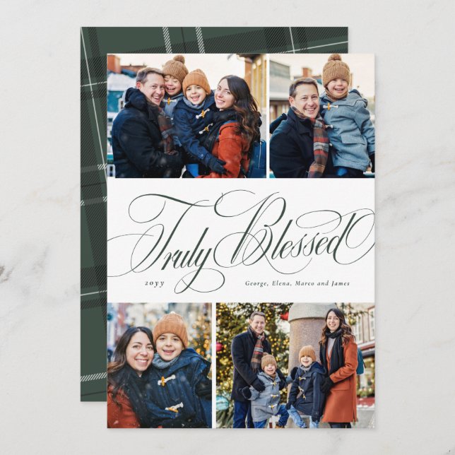 Truly blessed elegant religious Christmas collage Holiday Card (Front/Back)