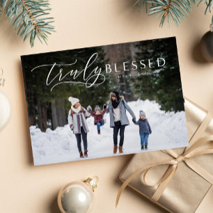 Truly blessed religious Christmas photo card