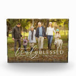 Truly blessed simple elegant personalised photo block<br><div class="desc">With the religious sentiment "truly blessed" in elegant white type, this one-photo block is a lovely to save a favourite photo - especially one with extended family. This photo block makes a lovely gift for grandparents, Godparents, friends and more. Great for a favourite photo from the family photo session or...</div>