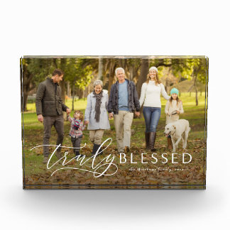 Truly blessed simple elegant personalised photo block