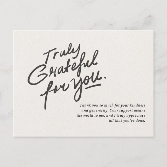 Truly grateful for you  postcard (Front)