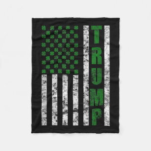 Trump 2020 American Flag Vintage St. Patricks Day Fleece Blanket