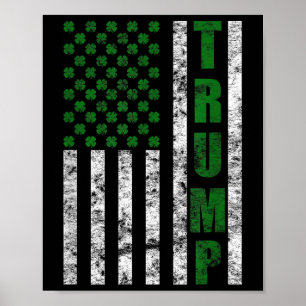 Trump 2020 American Flag Vintage St. Patricks Day Poster