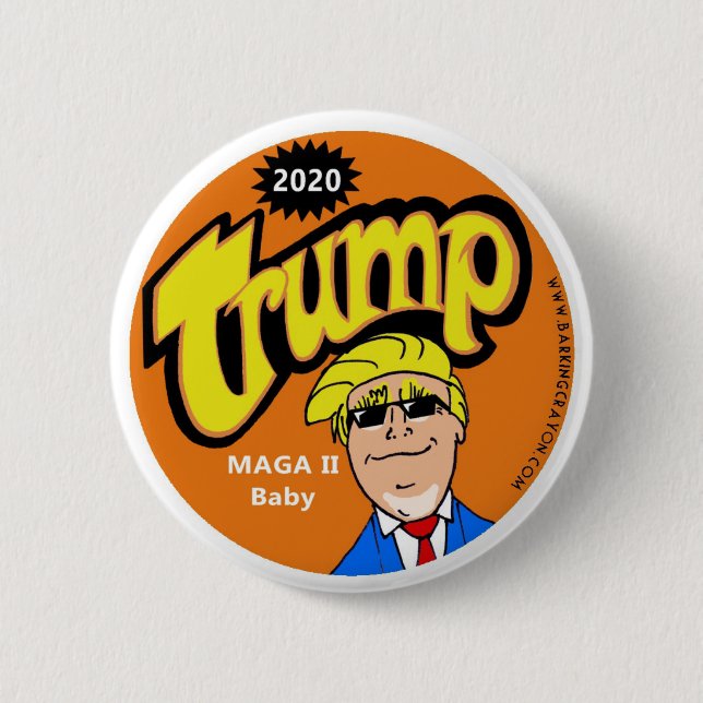 Trump 2020 cheese puff style button (Front)
