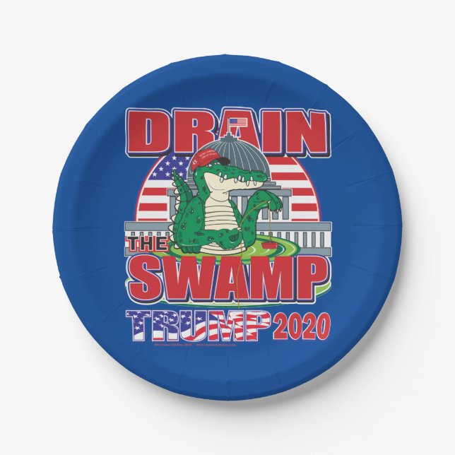 Trump 2020 Drain The Swamp Paper Plate (Front)