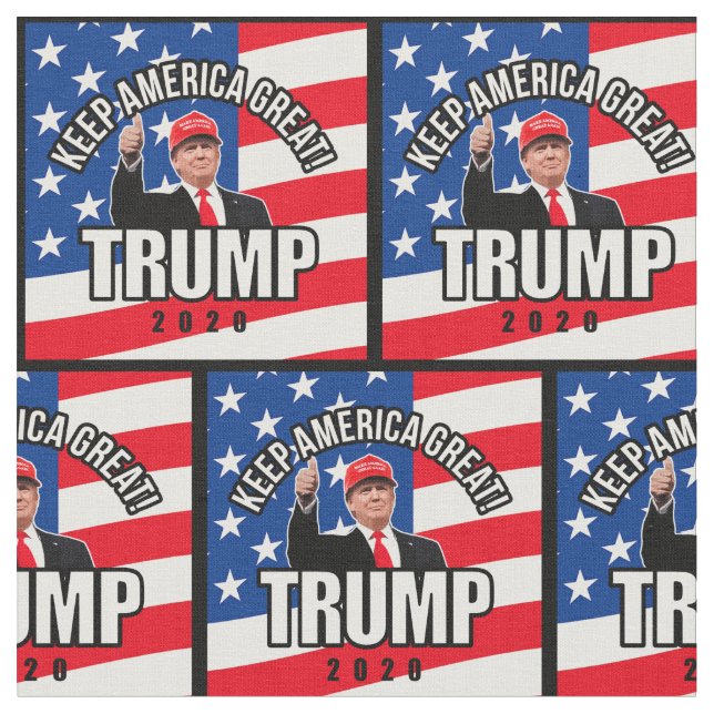 Trump 2020 Keep America Great Pattern Fabric (Close Up)
