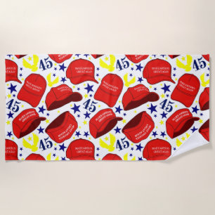Trump 2020 MAGA Hat Pattern - White - Beach Towel