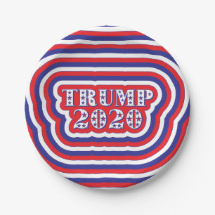 Trump 2020 Patriotic Red White Blue Stripes Paper Plate