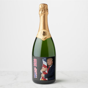 Trump 2020 - President Trump Hugging the American Sparkling Wine Label