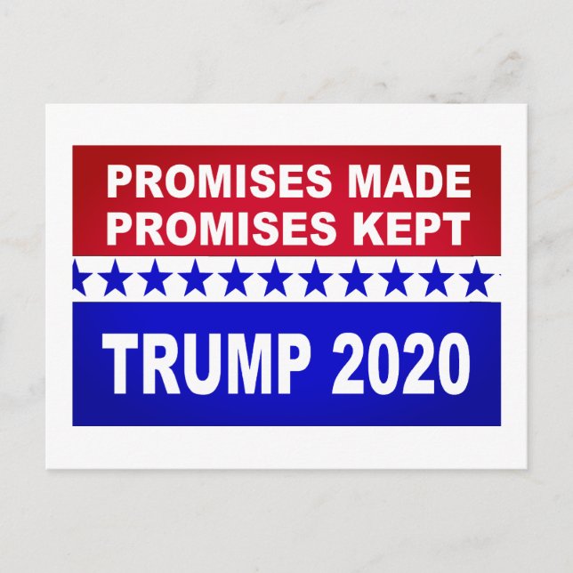 Trump 2020 promises kept popular postcard (Front)
