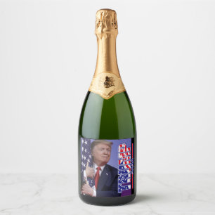 Trump 2020 Trump and Flag Sparkling Wine Label